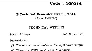 Technical Writing || BEU 2019 Question Paper-100314 || B-Tech || BEU 3rd semester CSE || Questions