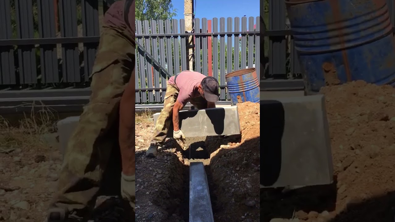 Installing road kerbs alone💪 