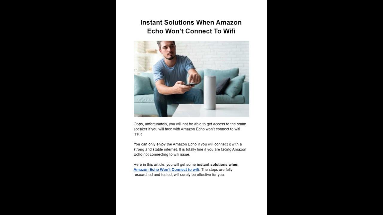 Instant Solutions When Amazon Echo Won’t Connect To Wifi YouTube