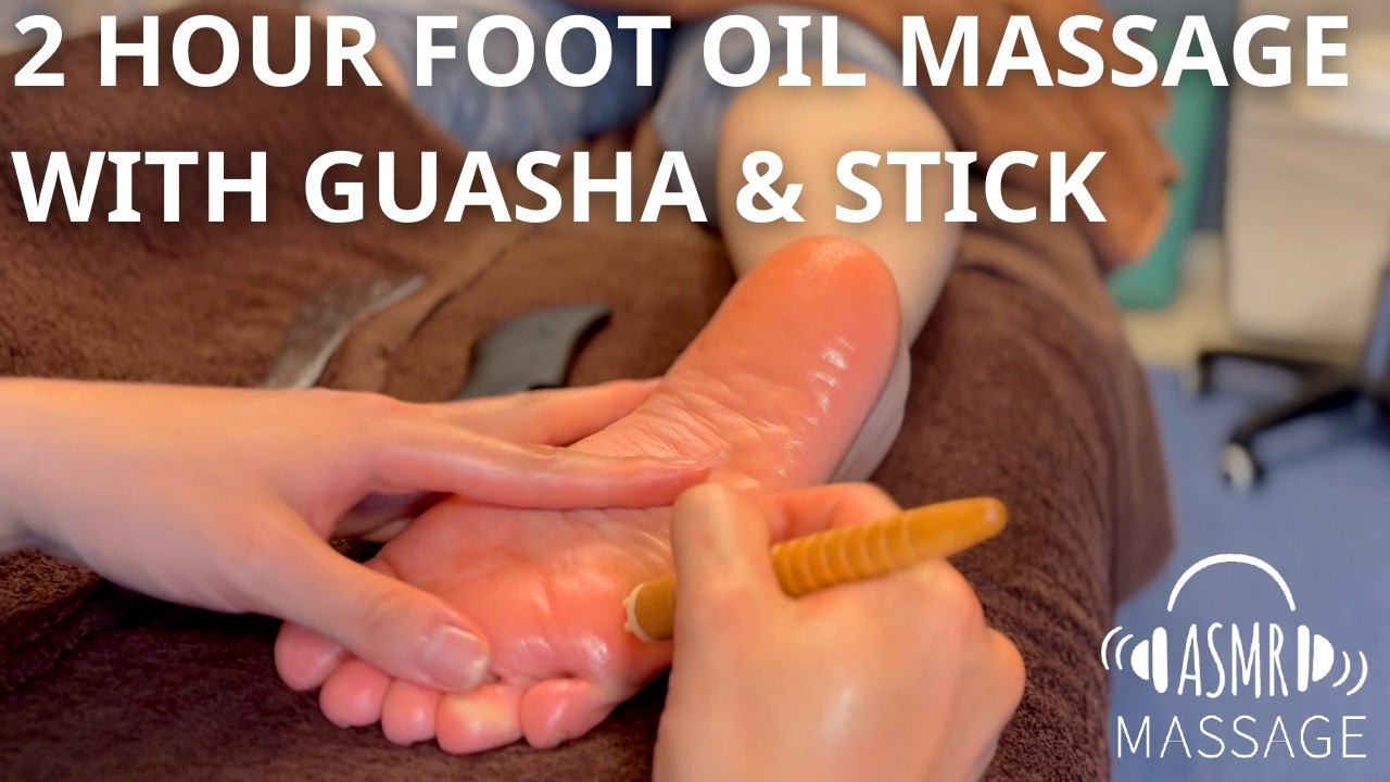 【Relax ASMR】うつ伏せ足ツボたっぷり約2時間のフットオイルマッサージ✨かっさ&グリグリ棒の心地よい癒しの音と施術🎧👣Long Foot Healing Session