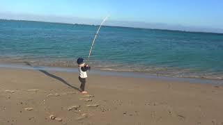 Shore-based popping with Levi Bowman (at 2 1/2 years old)