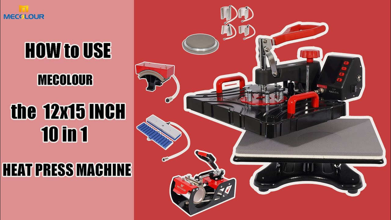 OIIEE Heat Press Machine 8 in 1 Combo Heat Press 15 x 15 Inch Heat Transfer  Machine 360-Degree Swing Away Digital Shirt Printing Multifunction Heat