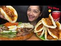 SPICY RAMEN CURRY NOODLES🔥WITH CHICKEN AND VEGETABLES AND BUTTER CHICKEN STUFFED BAO BUNS |MUKBANG