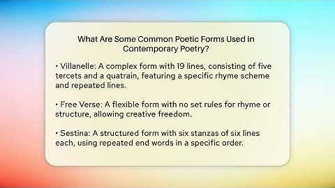 What Are Some Common Poetic Forms Used in Contemporary Poetry? - The Prose Path