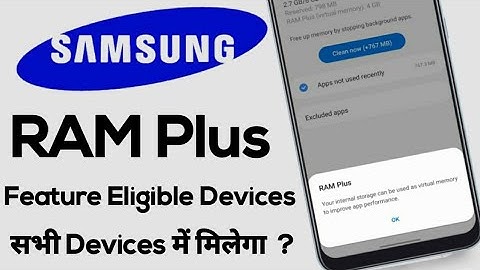 Samsung RAM Plus Features Eligible Devices ? - A50 A50S A51 A52 A71 A72 M21 M31 M31S M51 A21S