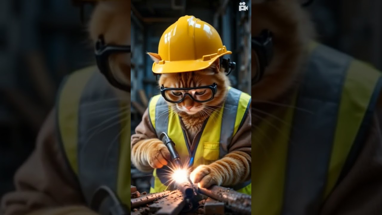 Cat working at a construction site 🧰🏗️ 
