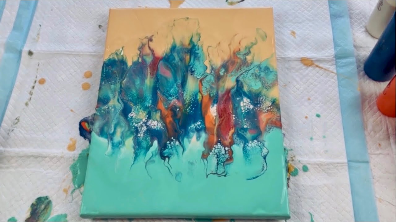 Gorgeous Gold & Aqua Split Base Dutch Pour : Satisfying Acrylic Pouring ...