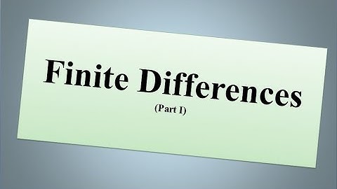 Finite Differences Part I (English)