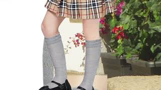 School girl grey cotton knee high socks