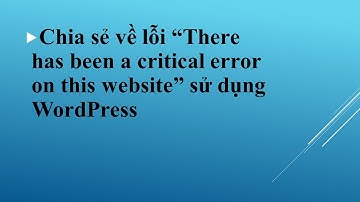Chia sẻ về lỗi "there has been a critical error on this website" tren wordpress"