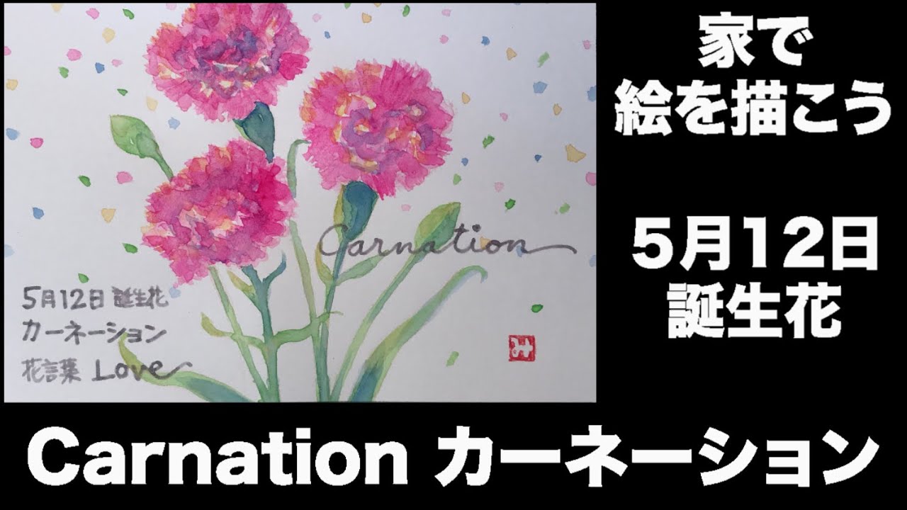 家で絵を描こう ５月11日 誕生花 Carnation カーネーション Youtube