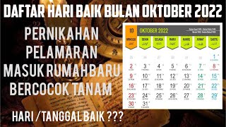 DAFTAR HARI BAIK BULAN OKTOBER 2022 - LENGKAP AKURAT