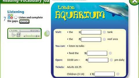 Excel 6 module 6 p67 ex7 London Aquarium listening