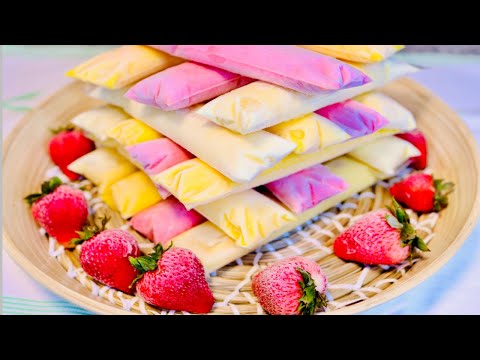 Popsicles|Icicles Guyanese Styles Custard Flavor, Strawberries and Mangoes! Guyanese Cooking :)