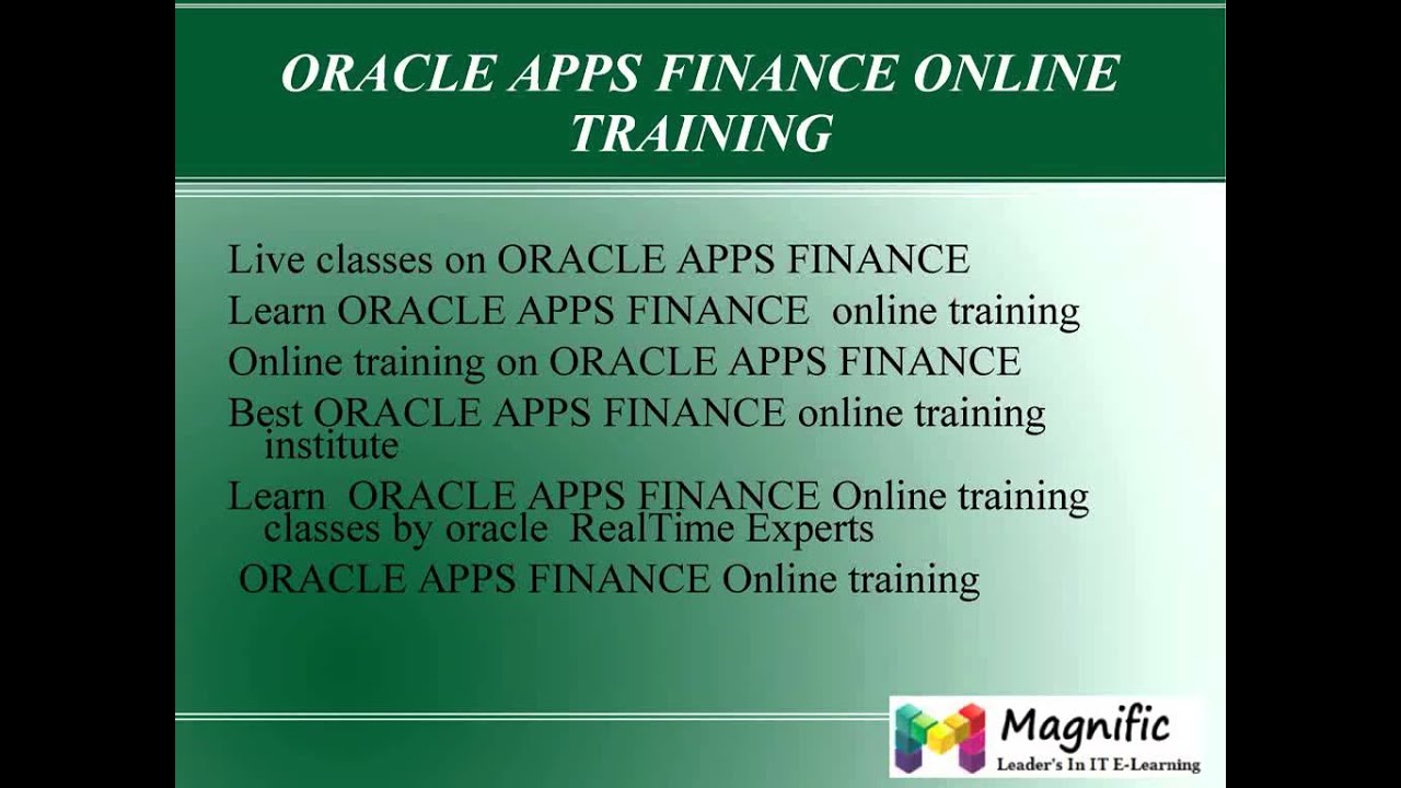 Oracle Apps FINANCE Online Training in USA - YouTube