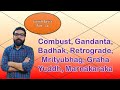 Astrology Basics Part-14| Combust, Gandanta, Badhak, Retrograde, Mrityubhag, etc | Vedic Astrology