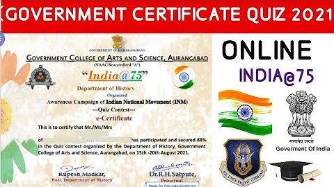 India@75 l India Quiz Certificate l Top 20 MCQs On Indian Culture With Free Certificate l India Quiz