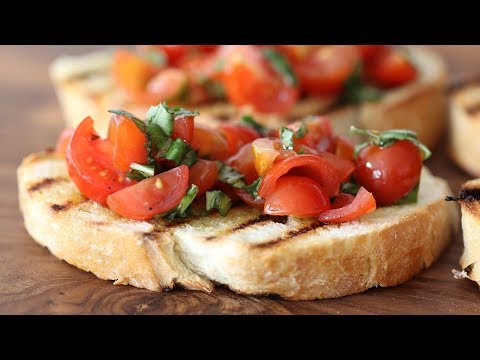 Bruschetta Recipe With Cherry Tomatoes, Fresh Basil & Extra Virgin Olive Oil
