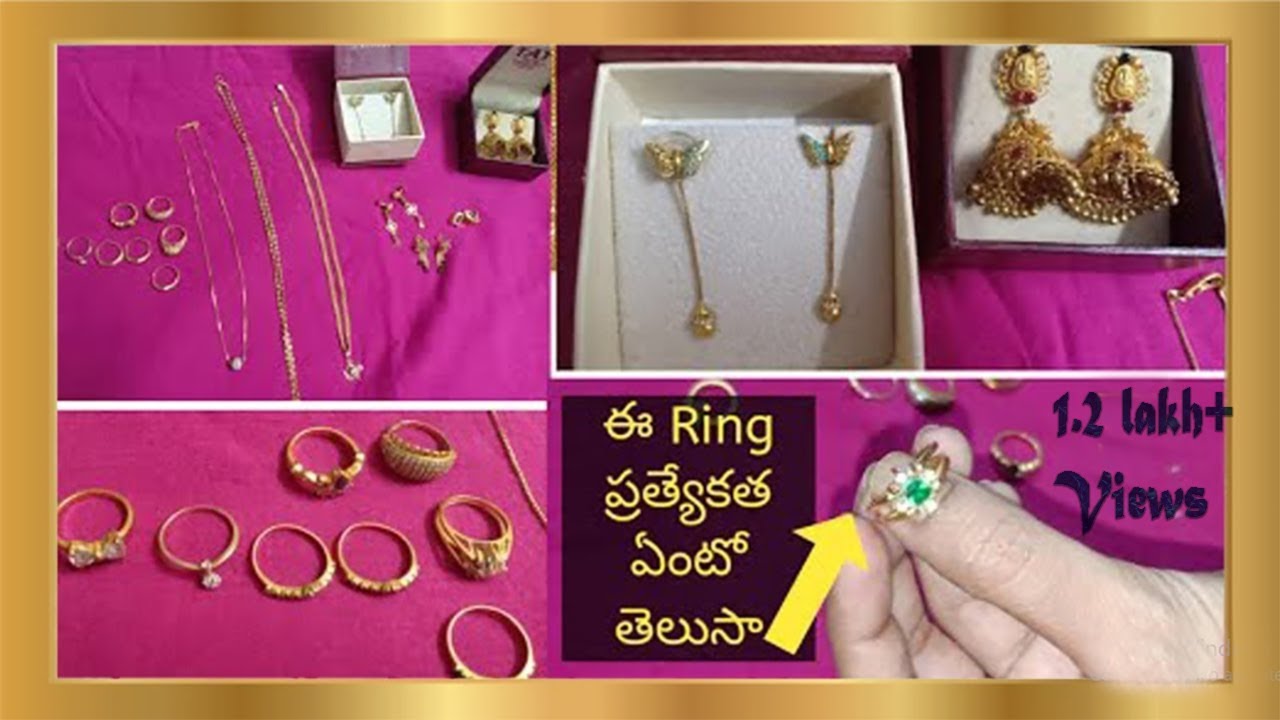 My gold jewelry collection| daily-wear Rings and Earrings collection ...