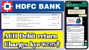ACH Debit Return Charges HDFC Means | Non maintenance charges hdfc bank 🔥 | ecs return charges hdfc