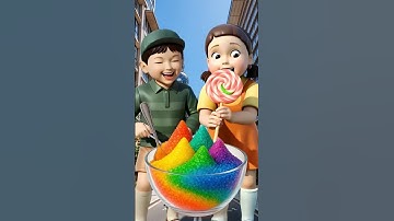 Squid Game AI eating Eating Korean rainbows popping candy ASMR #squidgame #squidgame2 #ai #asmr