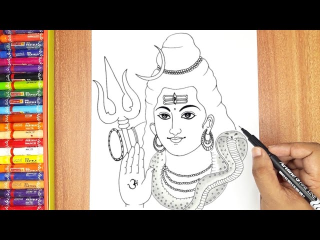 Lord Shiva, Pencil Sketch Drawing