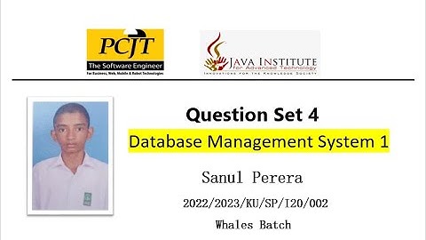 Database Management System Question set 4 video