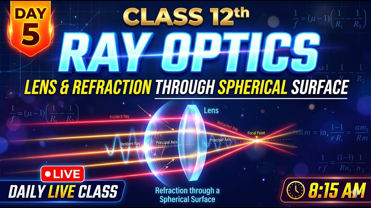 🔴 LIVE REFRACTION OF LIGHT | lens | Ray Optics 2027 | day | Class 12 ...