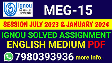 MEG 15 Solved Assignment 2023-24 in English, MEG-15 Solved Assignment 2024, MEG 15 Assignment
