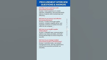 Procurement Interview Questions and Answers | Procurement Job Interview Questions and Answers