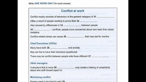 IELTS Listening Section-4(Conflict at work) with answers