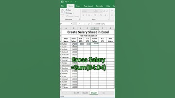 Salary sheet |Excel Tips | #youtubeshorts #excel #shortvideo #excelfunctions