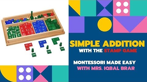 Solving an addition problem with the Montessori stamp game! Let