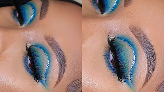 SMOKEY BLUE OMBRE CUT CREASE WITH GLITTER FT ARABELLA HAIR