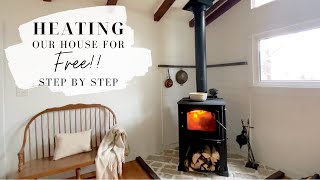 How To HEATING OUR HOUSE FOR FREE! Cutting down Trees, Splitting wood + Stacking Wood for Wood Stove by Our Little Nest 3,713 views 1 year ago 8 minutes