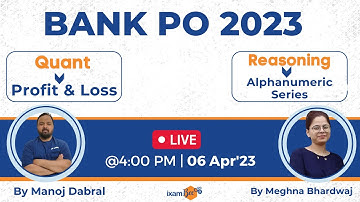 Bank PO 2023 | Quant | Profit & Loss | Reasoning | Alphanumeric Series | Manoj Sir & Meghna Mam