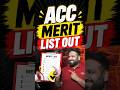 ACC Merit List List Out 133! Check Your Names #AccMeritList #ACCDetails #ACCUpdate