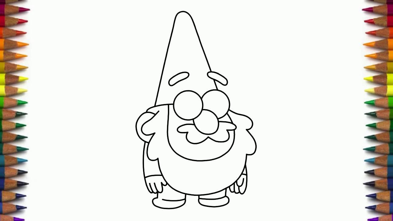 How to draw Gravity Falls characters Gnome step by step for beginners - Y.....