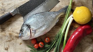 Grilling Fresh fish: Backyard Barbecue- Asmr & relaxing cooking