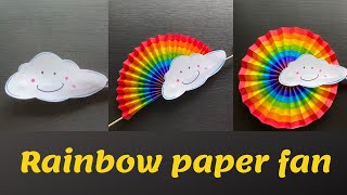 How to make a paper fan | DIY Rainbow paper fan | Rainbow art and craft ideas