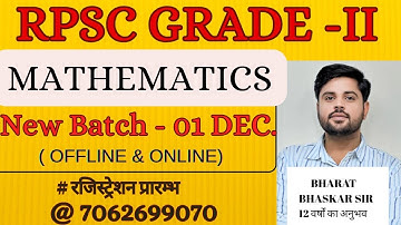 OFFLINE NEW BATCH 2nd GRADE MATHS | SELECTION BATCH | BHARAT BHASKAR SIR {GOLDMEDALIST}