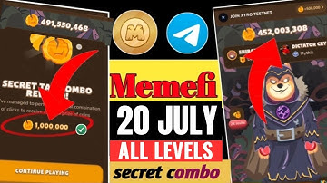 memefi secret combo today [20th July] | today memefi secret combo | memefi secret combo