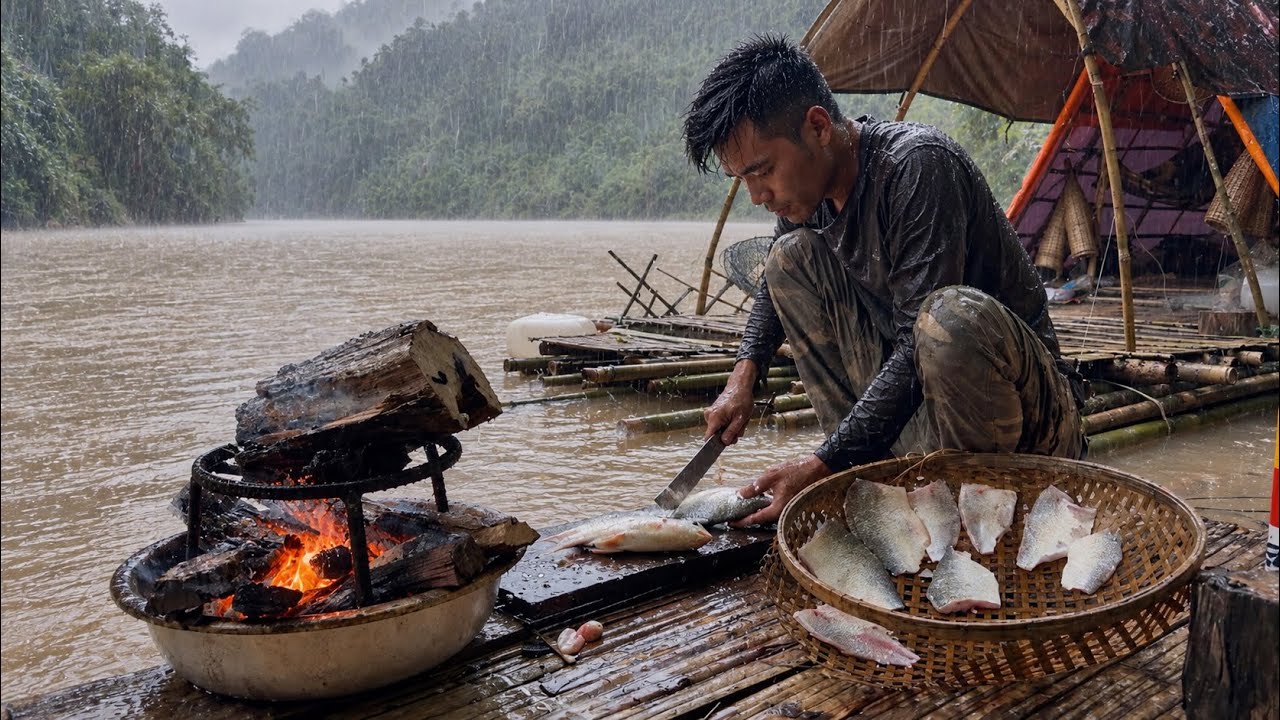 Sinh Tồn Rừng Mưa – Nước Lũ Dâng Cao, Kéo Bè Đi Trong Đêm | Tropical Rainforest Survival