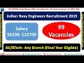 Indian Navy Engineers Recruitment 2019 | BE/BTech- Any Branch | Check Details |