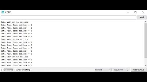 FreeRTOS Mailbox Example using Queue and Arduino