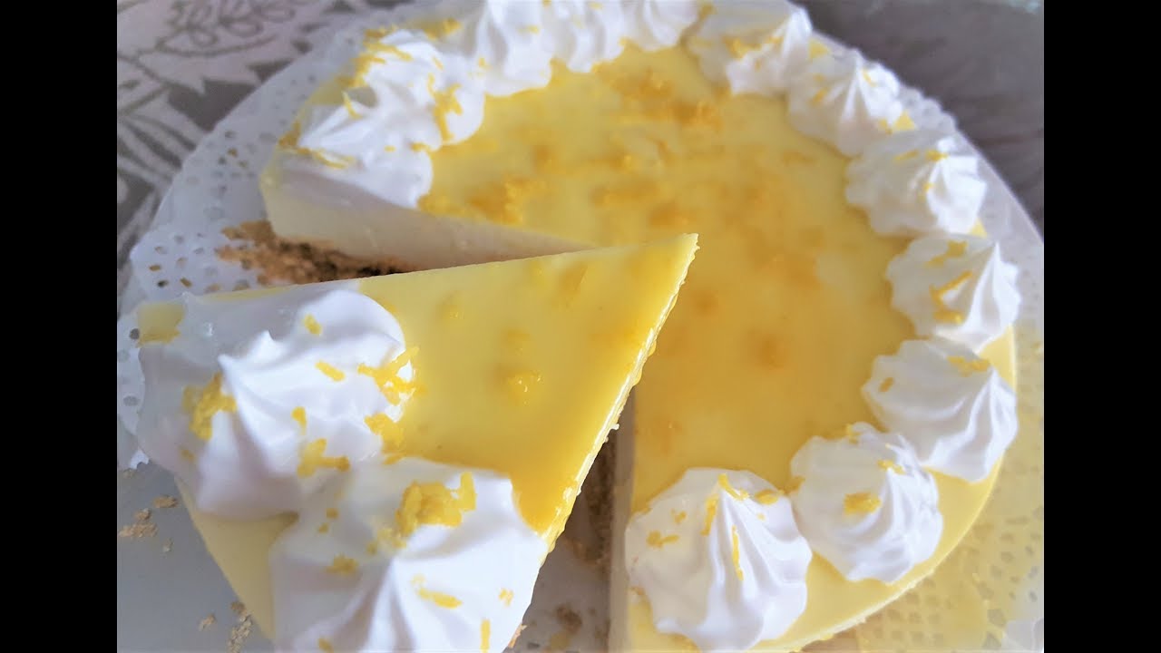 No Bake Lemon Cheese Cake Egg less with lemon glaze