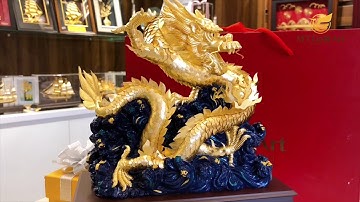 Biểu trưng tượng rồng dát vàng 24k