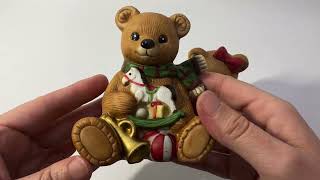 Vintage  Homco Set of 2 Christmas Bears Figurines