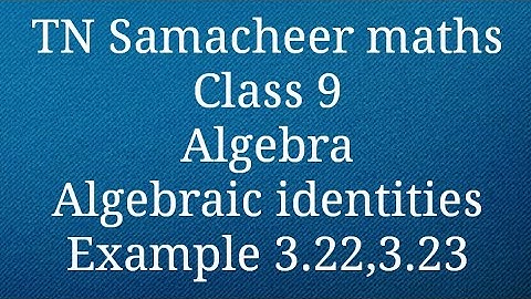 Example 3.22/Example 3.23 Algebra Class 9 Tamilnadu Samacheer maths Nithyaganesh Maths