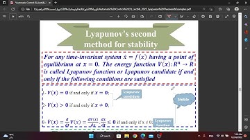 Lec 4 || Control || Lyapunov